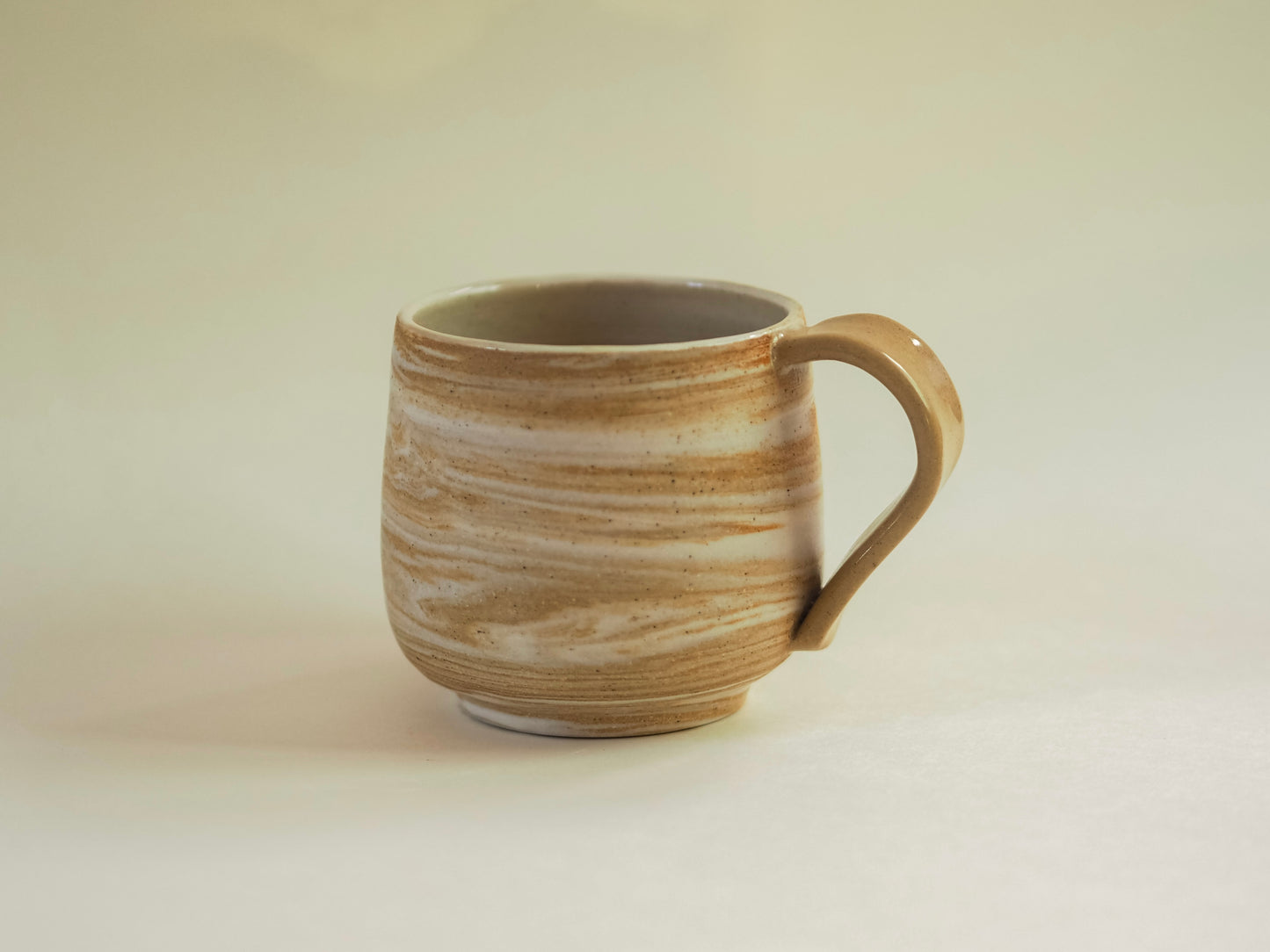 Artisan pottery coffee mug, landscapes mug in stoneware and porcelain blend, handmade in Seattle.