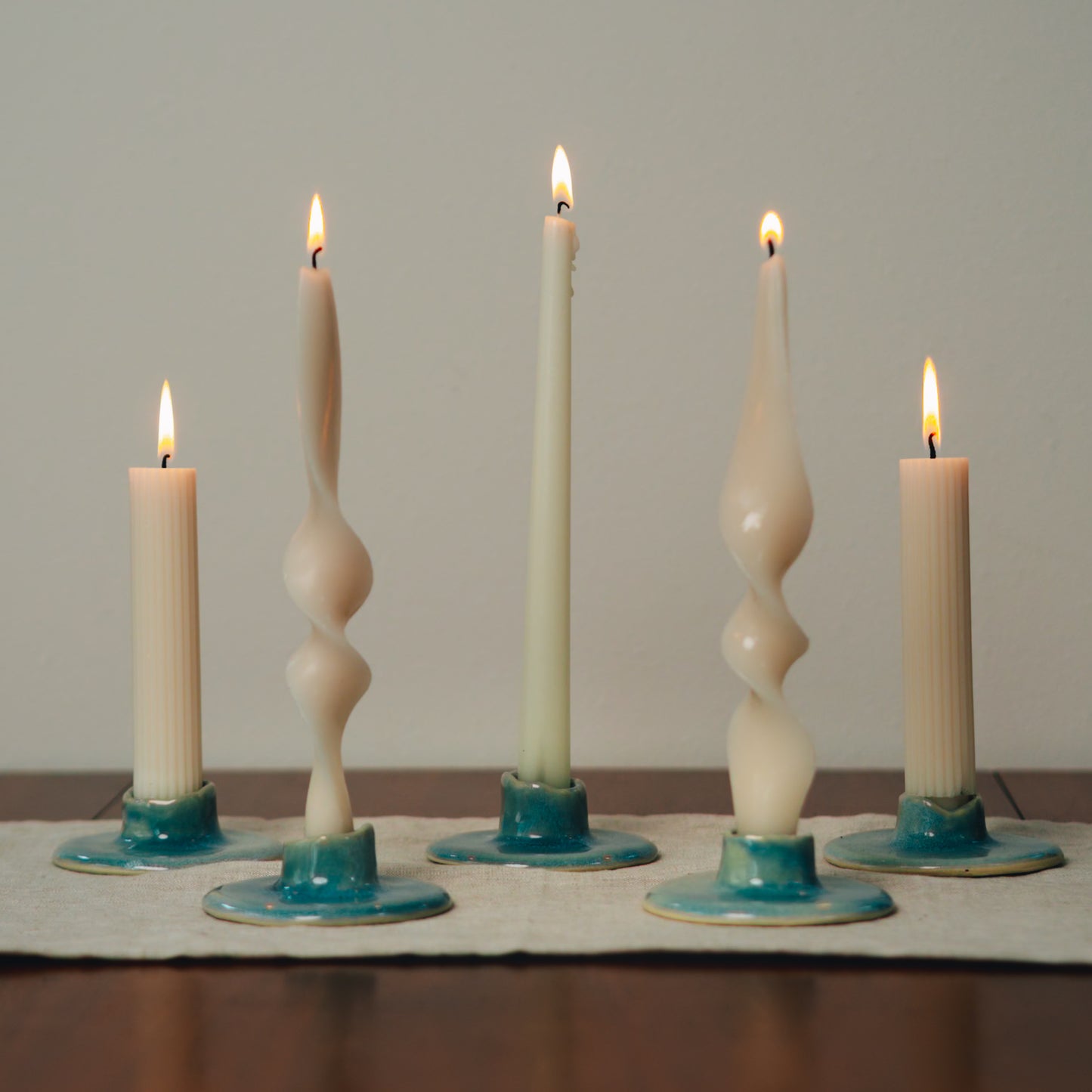 Tide Taper Candle Holder in Pool Blue