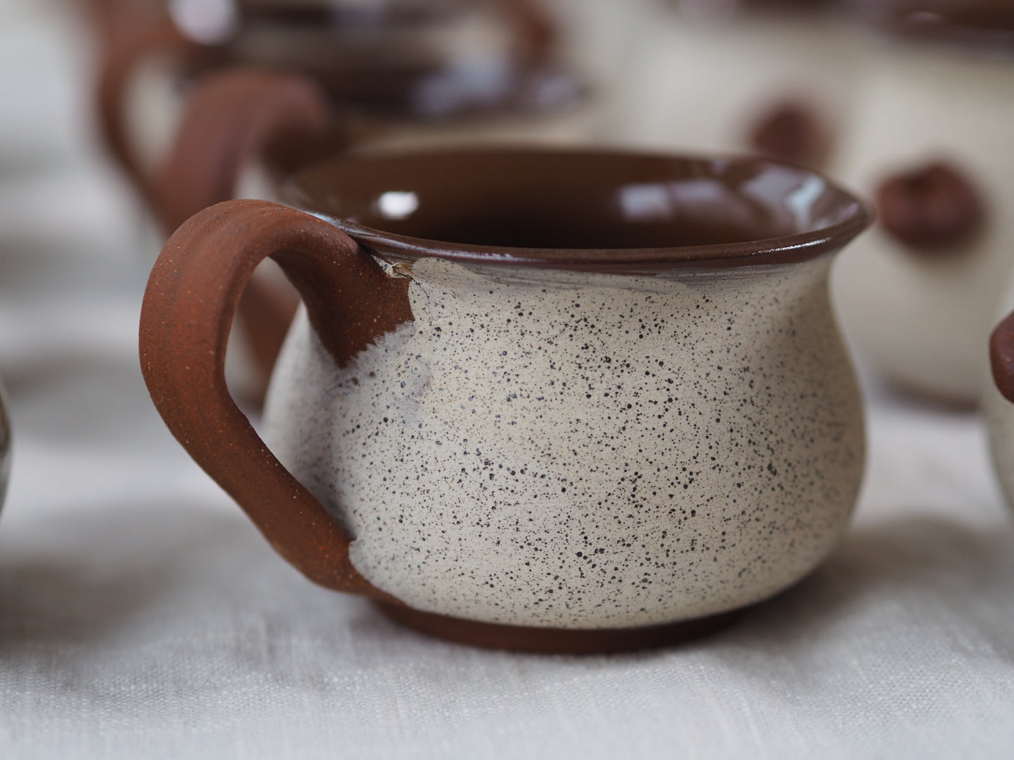 handled speckled mug