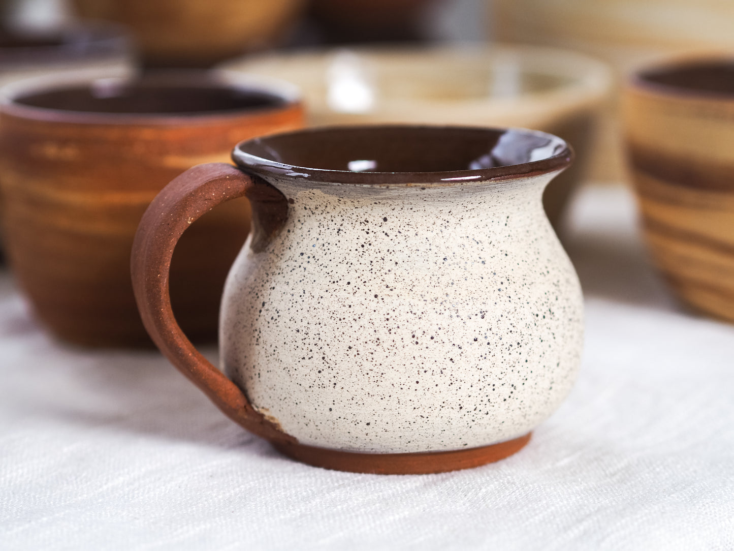 handled speckled mug