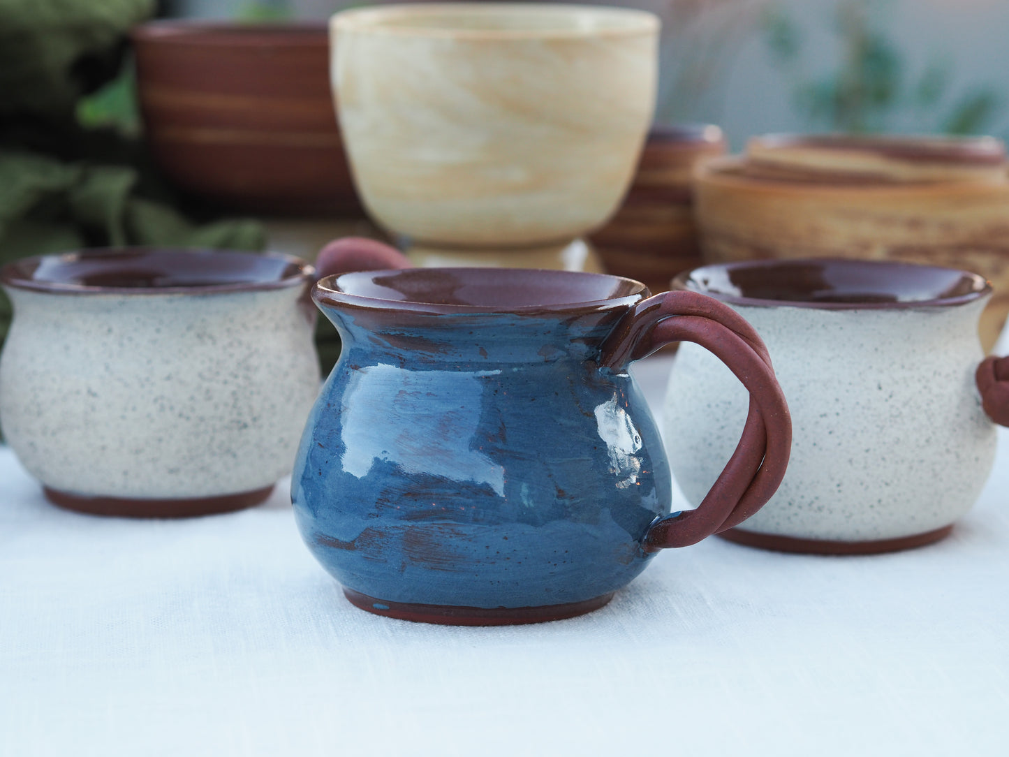 braided deep ocean blue mug