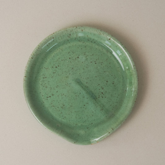 Green ceramic spoon rest